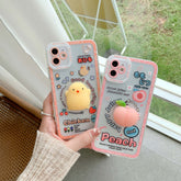 Peach chicken 3d soft silicone phone case for iphone x xr xs max 8 11 pro max 7 plus 12 mini cute cartoon protective cover capa