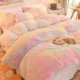 Super Warm Bed Plush Velvet Bedding Set 3/4 Pcs Winter Comfortable Fleece Duvet Cover Set Flat Sheet Pillowcase Bedclothes