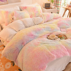 Super Warm Bed Plush Velvet Bedding Set 3/4 Pcs Winter Comfortable Fleece Duvet Cover Set Flat Sheet Pillowcase Bedclothes