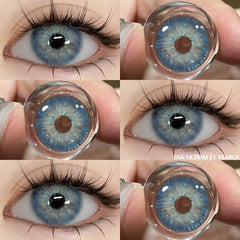 YICKYUE - 1Pair Fashion Color Contact Lenses With Prescription Myopia Lenses Green Lenses Blue Eye Lens Yearly Use Eye Contacts