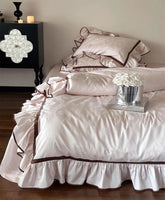 YICKYUE - Sweet purple pink flower rose bedding set,full queen king fairyfair ruffle cotton home textile bed sheet pillow case quilt cover