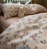 YICKYUE - Fashion pastoral flower red bedding set,twin full queen american country cotton home textile bed sheet pillow case quilt cover