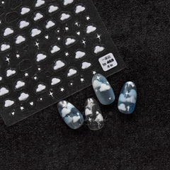 1Pc White Clouds Love Peach Japanese 3D Nail Stickers Star Water Transfer Nails Decals Engraved Summer Nail Art Decorations