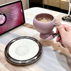 Yickyue AhunderJiaz Modern High Beauty Ceramic Coffee Cup Set Cute Dish Set Combination Latte Mug Free Shipping