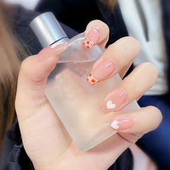 24pcs false nails with designs Leopard Heart Printed Nail Patch with glue Paragraph Fashion Removable Manicure tips acrylic nail