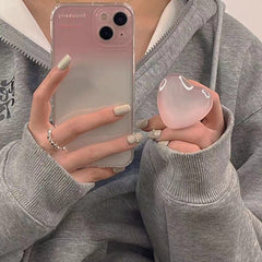 with holder stand bracket love heart gradient pink soft phone case for iphone 13 pro max se3 11 xr xs x 7 plus 8 6s se case