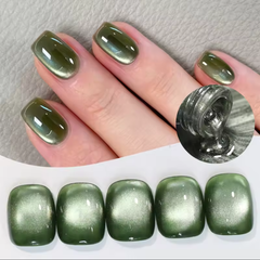 YICKYUE - 10ML 1PCS 2025 New Popular Style Green Glass Bead Cat Eye Gel Nail Polish Green Nails Christmas Nails Nail Supplies