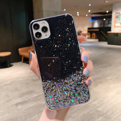 Star Glitter Sequin Transparent Phone Case For iPhone 11 12 Pro MAX Mini XS X XR 7 8 Plus SE 2 Silicone Shockproof Cover