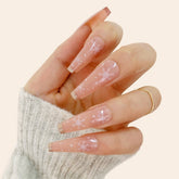Artificial Nails With Glue Long Ballet Nude Snowflake French Wearing Manicure Finished Removable Fake Nail Nail Patch TN