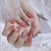 24Pcs/Box Charming Bow Fake Nails Butterfly Press On Nails Long Sets Ballet Diamond Nail Patch Wearable Full Cover Nail Tips