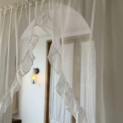 YICKYUE - 1 Panel Lace Sheer Curtain Valance Floral Embroidered Swag Curtains Valance Tiers for Doorway Kitchen Bathroom Window Rod Pocket