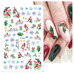 3D Nail Stickers Decals Snowflakes Christmas Xmas Transfer Stickers Nail Art Self-Adhesive Decals Cartoon Decoration DIY