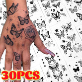 YICKYUE - Flower Butterfly Tattoos Sticker Waterproof Disposable Transfer Temporary Tattoo Women Men Hand Arm Body Fake Tattoos Decoration