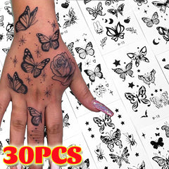 YICKYUE - Flower Butterfly Tattoos Sticker Waterproof Disposable Transfer Temporary Tattoo Women Men Hand Arm Body Fake Tattoos Decoration