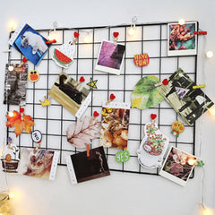 Modern Home Wall Decoration Iron Grid Decor Photo Frame Wall Art Display Mesh Storage Shelf Organizer Postcards DIY Rack Holder