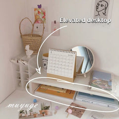 Desk Transformation INS Monitor Computer Increased Shelf Minimalist White Wooden Desktop Bracket Storage Rack Cabinet