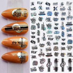 3D Nail Art Stickers Nail Accessories Black Gold Geometric Line Irregular Round Shpe Patterns Self Adhesive Transfer Decals
