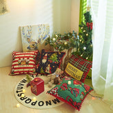 Yickyue Christmas Cushion Cover Hairball Lace Print Pillowcase 45x45cm Christmas Pillow Covers Decorative for Sofa Home Holiday Decor
