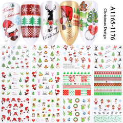 12pc Christmas New Year Nail Art Stickers Santa Snowman Water Sliders Tattoos Winter Decor Nails Design Accesories LAA1153-1164