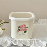 YICKYUE - Enamel Storage Box Retro Rose Enamel Preservation Box Fruit Snack Storage Jar Home Kitchen Container Storager Organizer