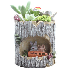 Zakka Tree Stump Hole Flower Pots Cartoon Resin Plant Planter Succulent Flowerpot Garden Accessories Desktop Decoration RR2262