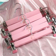 YICKYUE - Wooden Hanger for Adult, Pink Clothes Hangers, High Quality Cute Clothing Pants Hanger, Home Storage Organizer, 5Pcs