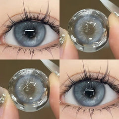 YICKYUE - Color contact lenses with grade 14.5MM Blue grey 1 year use contacts for women students cosplay cosmetics contact lenses WT:40%