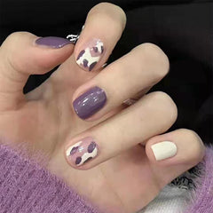 24pcs Fake Nails Press On Short Reusable With Designs Set French Artificial Simple Stick-on Nails Tips Art False Kawaii Nails