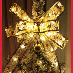 Yickyue Christmas Tree Decoration Ornaments Ribbon Fairy Light Bows Navidad Decor Natal New Year 2023 LED String Lights Xmas Tree