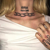 Waterproof Temporary Tattoo Sticker Black Neck Letter Chain Flame Tattoo Flash Tattoo Neck Female Male