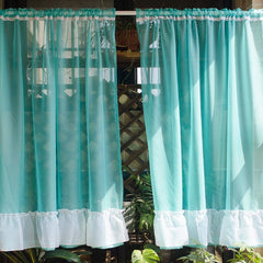 Yickyue Princess Style Half Short Curtains for Kitchen Bathroom Cafe Solid Lace Sheer Curtains for Living Room Bedroom Home Window Panel