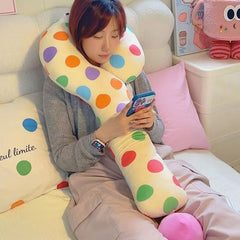 YICKYUE - 95cm Cartoon Question Mark Dopamine U-shaped Neck Pillow Creative Kawaii Polka Dot Home Sofa Bedroom Soft Cushion Children Gift