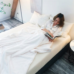 Yickyue Korean Solid Color Casual Blanket with Fur Ball Soft And Comfortable Cashmere Lunch Break Blanket Thickened Sofa Shawl Blanket
