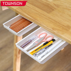Self-Adhesive Hidden Storage Box under the table Makeup Organizer Under Desk Storage Drawer Organizer Box Stationery storage