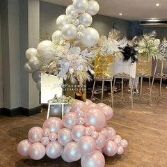 YICKYUE - Pearl Pink Balloons Double Stuffed Light Pink Balloons Pink Balloon Arch Kit For Baby Shower Wedding Birthday Party Decoration