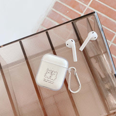 Rabbit and bear soft silicone couple earphone case for apple airpod 2/1 cover for air pods pro 3 couple shell charging box