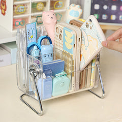 Yickyue CuteLife Rotatable Acrylic Stand Storage Shelf Home Decoration Phone Remote Control Holder Bathroom Makeup Organizer Table Shelf