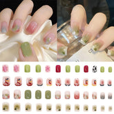 Yickyue Short False Nails Nail Patches Nail Art Waterproof Press On Nails With Designs Sweet French Nail Decoration Light Luxury Fashion