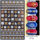 3D Christmas Nail Art Decoration Stickers Sparkly Gold White Colorful Glitter Geometry Snowflake Winter Slider Nail Foils CHF712