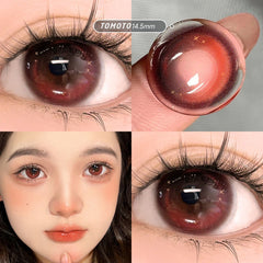 YICKYUE - 2Pieces Colored Contact Lenses Bling Pupil Beauty Cosplay Color Circle Lens Yearly Galaxy Coloured Contacts with Box