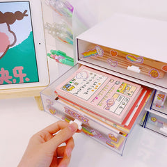 Kawaii Transparent Drawer Storage Box Organizer Desktop Plastic Large Capacity Cosmetic Storage Box Drawer Makeup Organizer Cute