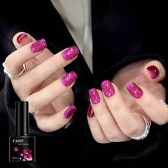YICKYUE - Cat Eye Gel Nail Polish,Rose Gray Pink 8ml Soak Off LED/UV, Holographic Glitter Nail Art,for Home Salon Manicure Gift for Women
