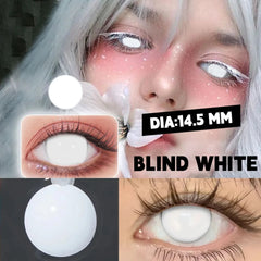 YICKYUE White Blind Block Colored Contact Lenses for Eyes Makeup Cosplay Anime Coloured Contact Lens Black Blinded Lens Yearly