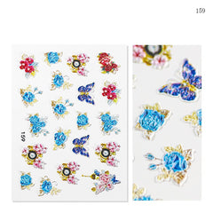 Butterfly 3D Acrylic Engraved Nail Sticker Lover Kiss Flower Nails DIY Nail Art Decor Gel Polish 5D Sticker Manicure Foils