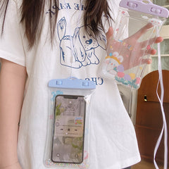 Transparent Mobile Phone Waterproof Bag Touch Screen Cartoon Hang Neck Dust Jacket Diving Swimming Sealing Bag Protective Shell