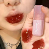 Yickyue 1PC Cute Donut Mirror Lip Glaze Gloss Moisturizing Sexy Red Lip Tint Lipstick Lasting Waterproof Nonstick Cup Lip Gloss Cosmetic