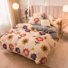 Winter Warm Soft Double Side Plush Duvet Cover Magic Velvet Thick Bed Blanket Cover Funny Cartoon Print Comforter Quilt Cover