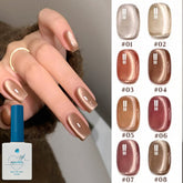 YICKYUE - 1-8PCS 12ML Maillard Cat Eye Gel Nail Polish 2025 Autumn and Winter Best Selling Gentle Flash Glass Beads Nail Art Supplies