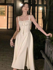 YICKYUE - Summer New Elegant Vintage Fashion Midi Bandge Dress For Women Lady One Piece Party Clothing Outfits Vestidos