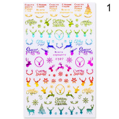 2021 NEW Christmas Slider Nail Art 3D Decals Decoration Snowflake Nail Art Sticker DIY Manicures Transfer Decals Foil Xmas Gif